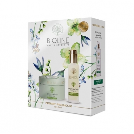 Zestaw BIOLINE dla tłustej z zieloną glinką i olejkiem moringa